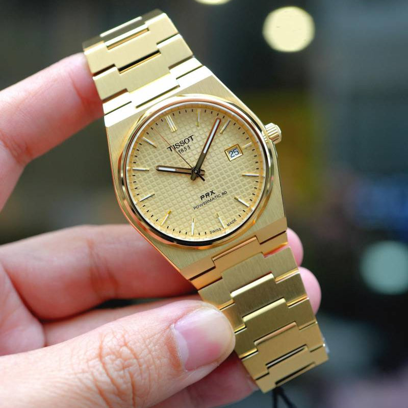  Shop Authentic Tissot PRX Powermatic 80 Gold Dial Gold Steel Strap Watch for Men - T137.407.33.021.00 - Luxxuri