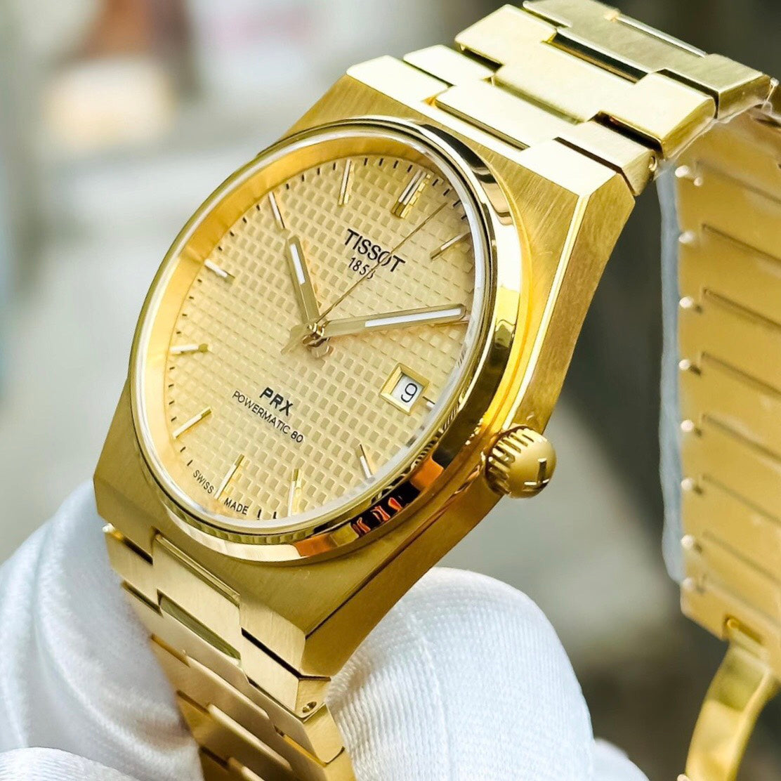  Shop Authentic Tissot PRX Powermatic 80 Gold Dial Gold Steel Strap Watch for Men - T137.407.33.021.00 - Luxxuri