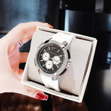  Shop Authentic Michael Kors Sidney Multifunction Black Dial White Silicone Strap Watch For Women - MK6947 - Luxxuri