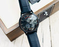  Shop Authentic Emporio Armani Meccanico Skeleton Black Dial Black Leather Strap Watch For Men - AR60046 - Luxxuri