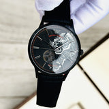  Shop Authentic Emporio Armani Meccanico Skeleton Black Dial Black Leather Strap Watch For Men - AR60046 - Luxxuri