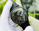  Shop Authentic Emporio Armani Meccanico Skeleton Black Dial Black Leather Strap Watch For Men - AR60046 - Luxxuri