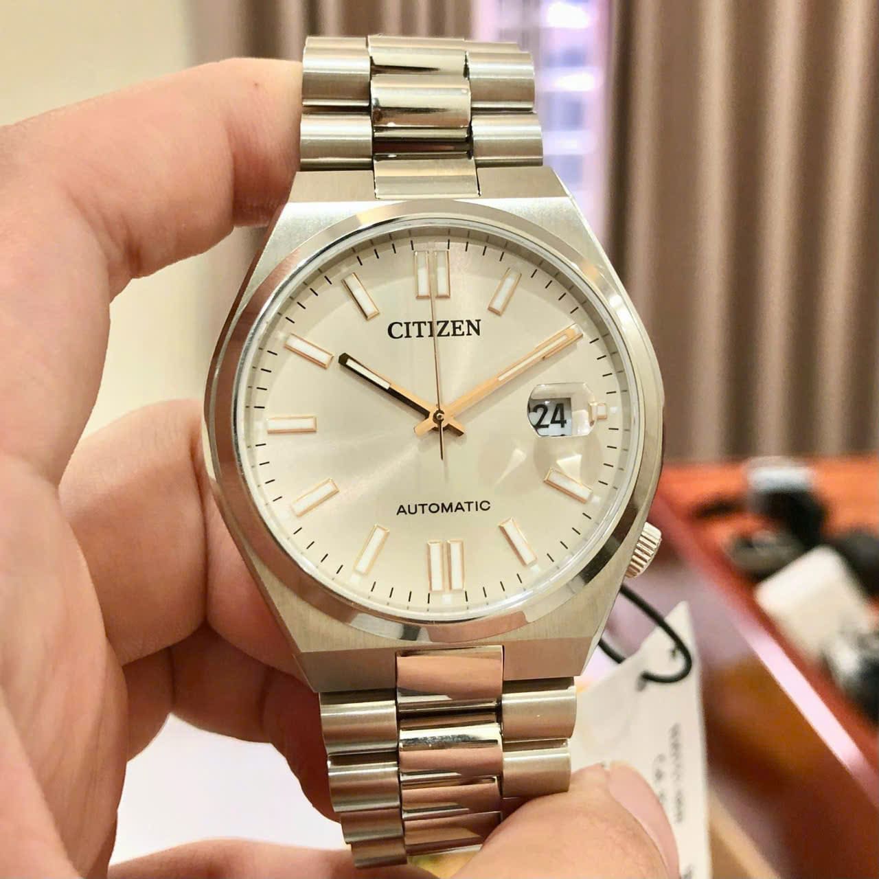  Shop Authentic Citizen Tsuyosa Automatic Oatmeal White Dial Silver Steel Strap Watch For Men - NJ0151-88W - Luxxuri