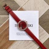  Shop Authentic Swarovski Crystal Frost Red Dial Red Leather Strap Watch for Women - 5519226 - Luxxuri