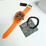  Shop Authentic Guess Phoenix Multifunction Black Dial Orange Rubber Strap Watch For Men - GW0203G10 - Luxxuri