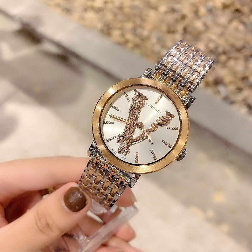  Shop Authentic Versace Virtus Quartz White Dial Two Tone Steel Strap Watch for Women - VEHC00519 - Luxxuri