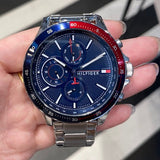 Shop Authentic Tommy Hilfiger Bank Chronograph Blue Dial Silver Steel Strap Watch for Men - 1791718 - Luxxuri