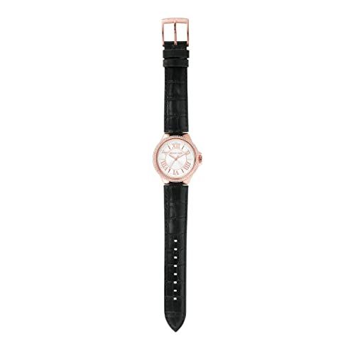  Shop Authentic Michael Kors Camille Three-Hand Crystals White Dial Black Leather Strap Watch for Women - MK2962 - Luxxuri