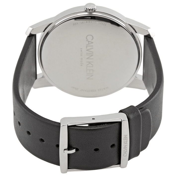 Shop Authentic Calvin Klein City White Dial Black Leather Strap Watch For Men - K2G211C6 - Luxxuri