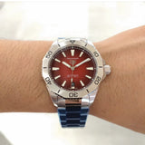  Shop Authentic Tag Heuer Aquaracer Professional 200 Automatic Red Dial Silver Steel Strap Watch for Men - WBP2114.BA0627 - Luxxuri