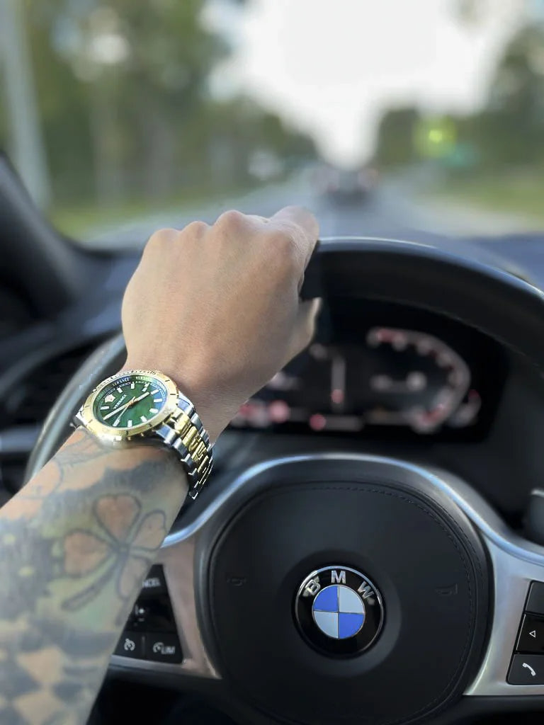  Shop Authentic Versace Hellenyium Quartz Green Dial Two Tone Steel Strap Watch For Men - VE3A00720 - Luxxuri