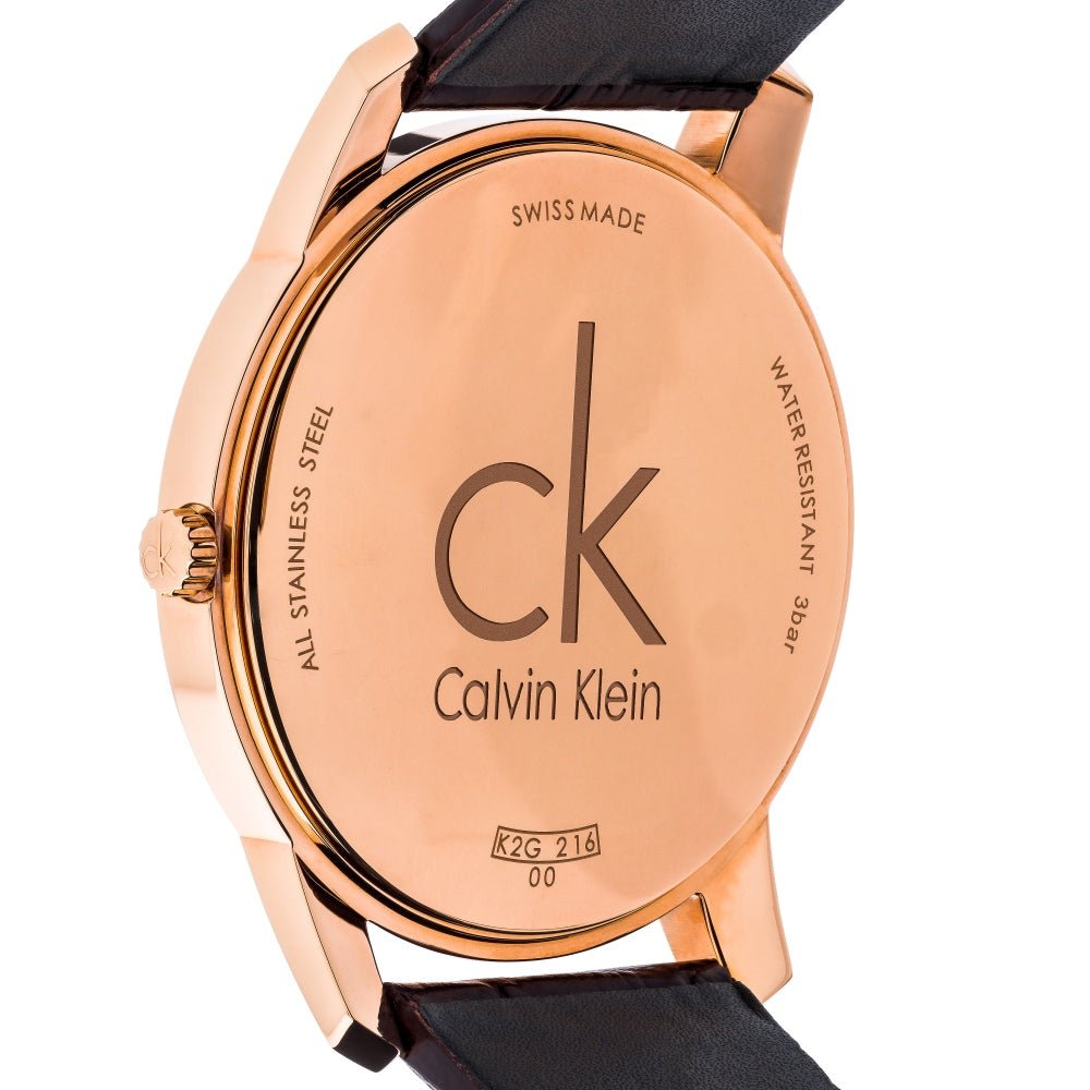  Shop Authentic Calvin Klein City Silver Dial Brown Leather Strap Watch For Men - K2G21629 - Luxxuri