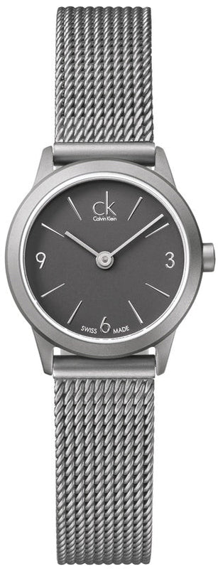  Shop Authentic Calvin Klein Minimal Grey Dial Silver Mesh Bracelet Watch for Women - K3M53154 - Luxxuri