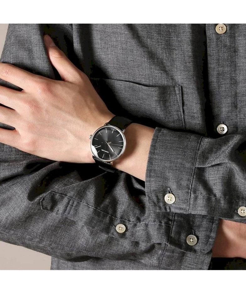  Shop Authentic Calvin Klein High Noon Quartz Black Dial Black Leather Strap Watch for Men - K8M211C1 - Luxxuri