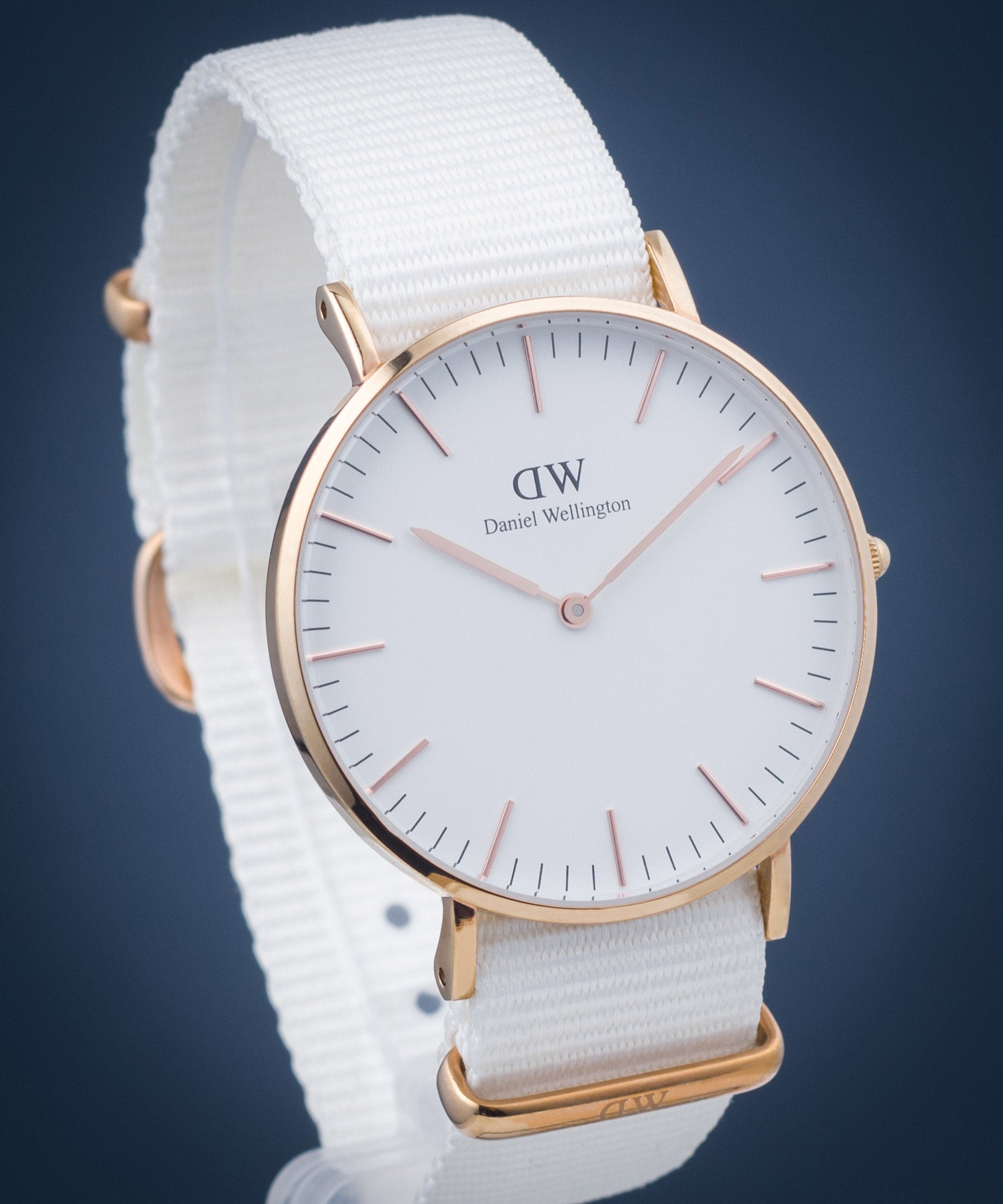  Shop Authentic Daniel Wellington Classic Dover White Dial White Nylon Strap Watch For Women - DW00100309 - Luxxuri