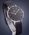  Shop Authentic Daniel Wellington Petite Ashfield Black Dial Black Mesh Strap Watch For Women - DW00100202 - Luxxuri