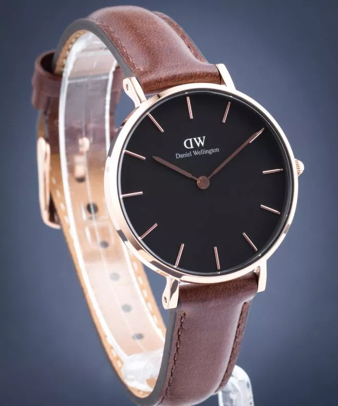  Shop Authentic Daniel Wellington Classic Petite Bristol Black Dial Brown Leather Strap Watch For Women - DW00100165 - Luxxuri