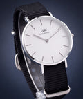  Shop Authentic Daniel Wellington Classic Petite Cornwall White Dial Black NATO Strap Watch For Women - DW00100254 - Luxxuri