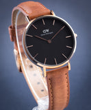  Shop Authentic Daniel Wellington Classic Petite Durham Black Dial Brown Leather Strap Watch For Women - DW00100166 - Luxxuri