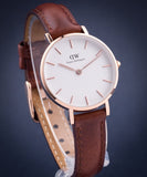  Shop Authentic Daniel Wellington Classic Petite St Mawes White Dial Brown Leather Strap Watch For Women - DW00100231 - Luxxuri