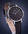  Shop Authentic Daniel Wellington Classic Petite Sheffield Black Dial Black Leather Strap Watch For Women - DW00100236 - Luxxuri