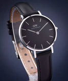  Shop Authentic Daniel Wellington Classic Petite Sheffield Black Dial Black Leather Strap Watch For Women - DW00100236 - Luxxuri