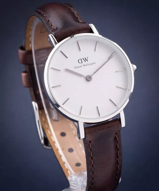  Shop Authentic Daniel Wellington Classic Petite White Dial Brown Leather Strap Watch For Women - DW00100239 - Luxxuri