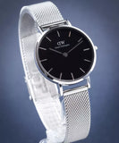  Shop Authentic Daniel Wellington Petite Sterling Black Dial Silver Mesh Bracelet Watch For Women - DW00100218 - Luxxuri