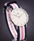  Shop Authentic Daniel Wellington Classic Southampton White Dial Three Tone Nylon Strap Watch For Women - DW00100050 - Luxxuri