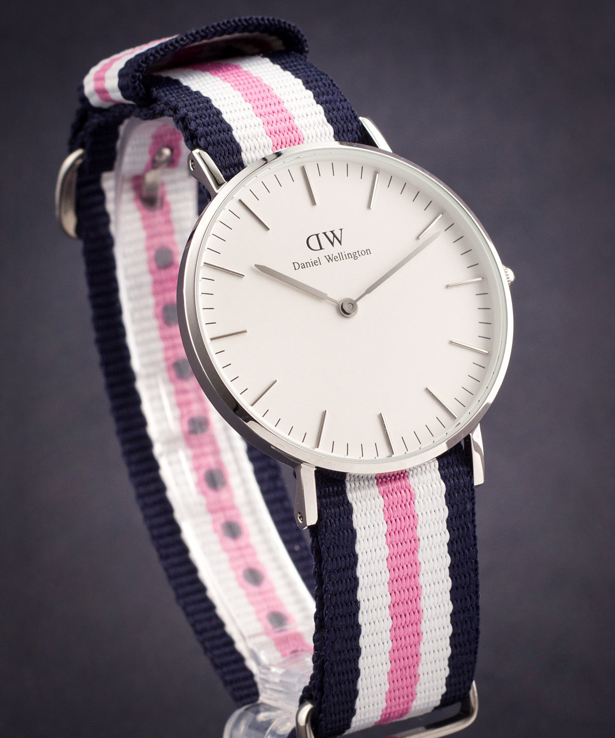  Shop Authentic Daniel Wellington Classic Southampton White Dial Three Tone Nylon Strap Watch For Women - DW00100050 - Luxxuri