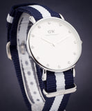 Shop Authentic Daniel Wellington Classy Glasgow White Dial Two Tone Nylon Strap Watch For Women - DW00100082 - Luxxuri