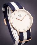  Shop Authentic Daniel Wellington Classy Glasgow White Dial Two Tone Nylon Strap Watch For Women - DW00100078 - Luxxuri