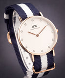  Shop Authentic Daniel Wellington Classy Glasgow White Dial Two Tone Nylon Strap Watch For Women - DW00100078 - Luxxuri