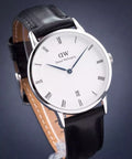  Shop Authentic Daniel Wellington Dapper Sheffield White Dial Black Leather Strap Watch For Women - DW00100096 - Luxxuri
