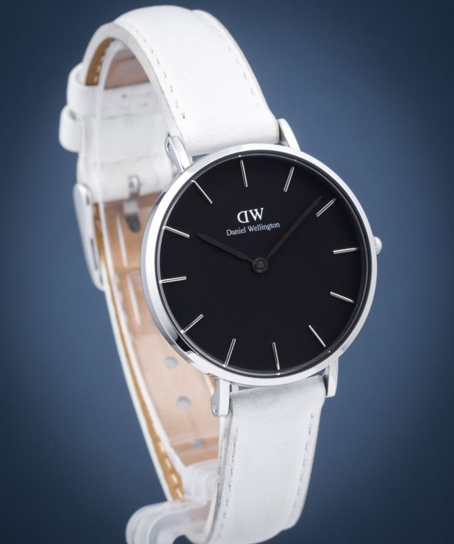  Shop Authentic Daniel Wellington Classic Petite Bondi Black Dial White Leather Strap Watch For Women - DW00100284 - Luxxuri