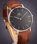  Shop Authentic Daniel Wellington Classic Durham Black Dial Brown Leather Strap Watch For Women - DW00100142 - Luxxuri
