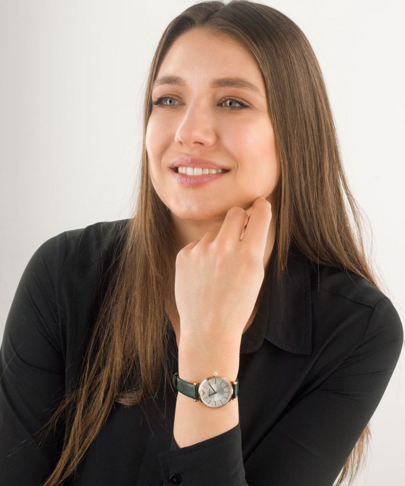  Shop Authentic Emporio Armani Pro Planet Analog Silver Dial Green Leather Strap Watch For Women - AR11517 - Luxxuri