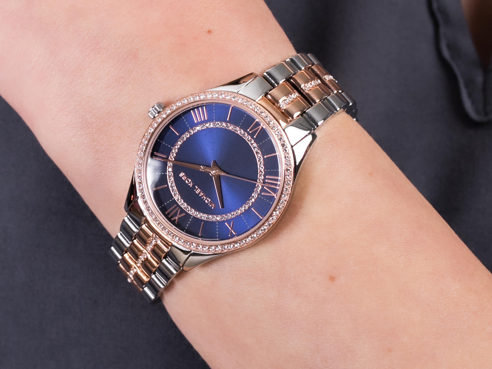  Shop Authentic Michael Kors Lauryn Quartz Blue Dial Two Tone Steel Strap Watch For Women - MK3929 - Luxxuri