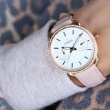  Shop Authentic Fossil Tailor Quartz White Dial Pink Leather Strap Watch for Women - ES4393 - Luxxuri