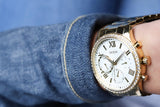  Shop Authentic Guess Solar Chronograph Diamonds White Dial Gold Steel Strap Watch for Women - W1069L2 - Luxxuri