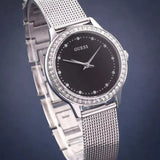  Shop Authentic Guess Chelsea Crystals Black Dial Silver Mesh Bracelet Watch For Women  - W0647L5 - Luxxuri