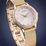  Shop Authentic Guess Chelsea Crystals Mother of Pearl White Dial Gold Mesh Bracelet Watch For Women - W0647L7 - Luxxuri
