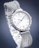  Shop Authentic Guess Chiffon Silver Dial Silver Mesh Bracelet Watch For Women - W1083L1 - Luxxuri