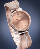  Shop Authentic Guess Chiffon Rose Gold Dial Mesh Bracelet Watch For Women - W1083L3 - Luxxuri