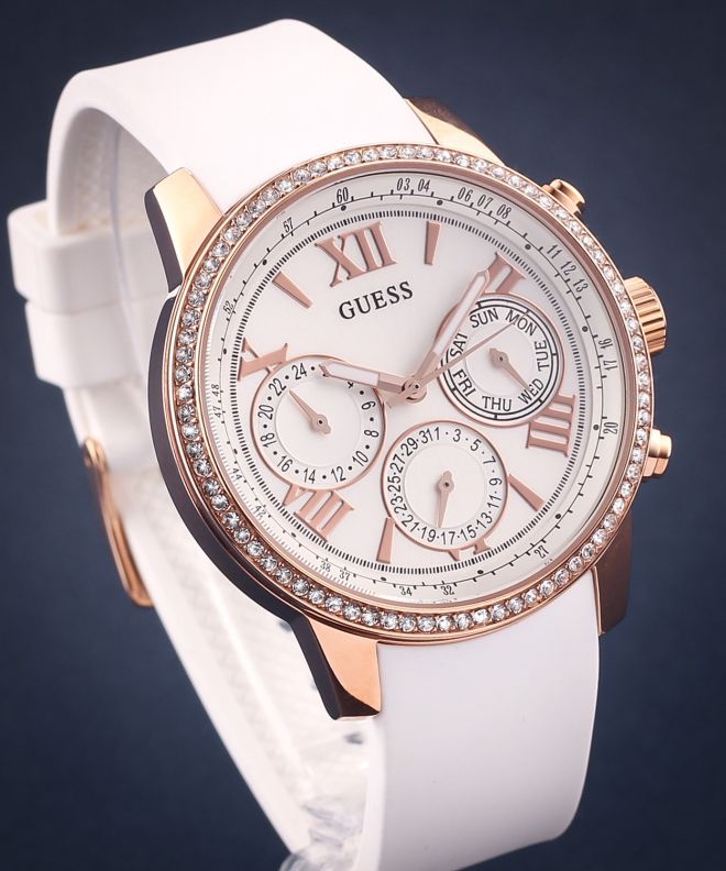  Shop Authentic Guess Sport White Dial White Rubber Strap Watch For Women - W0616L1 - Luxxuri