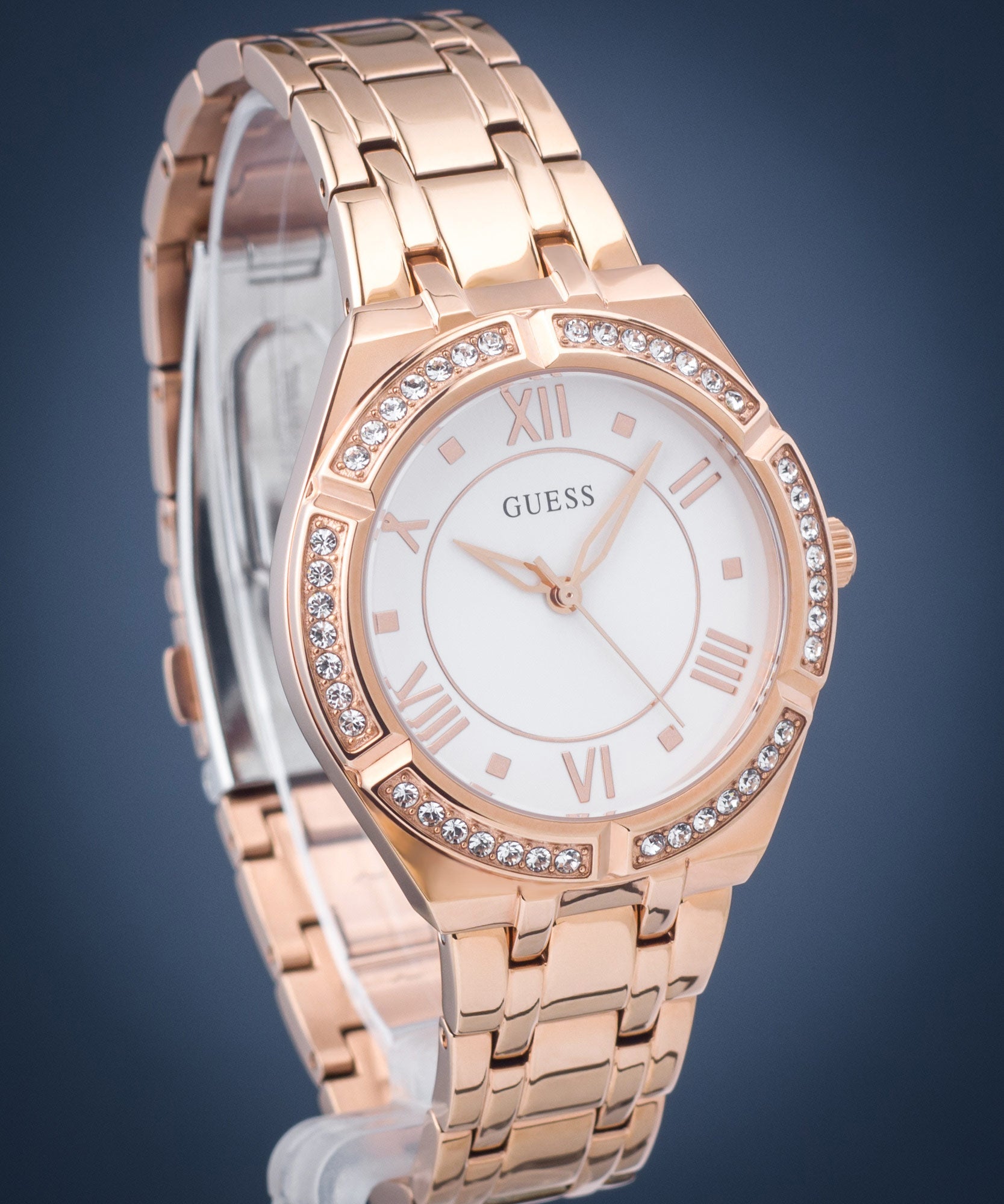  Shop Authentic Guess Cosmo Diamonds Silver Dial Rose Gold Steel Strap Watch For Women - GW0033L3 - Luxxuri
