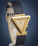  Shop Authentic Guess Fame Quartz Gold Dial Black Leather Strap Watch For Women - GW0548L3 - Luxxuri