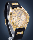  Shop Authentic Guess Frontier Diamonds Gold Dial Black Rubber Strap Watch For Women - W1160L1 - Luxxuri