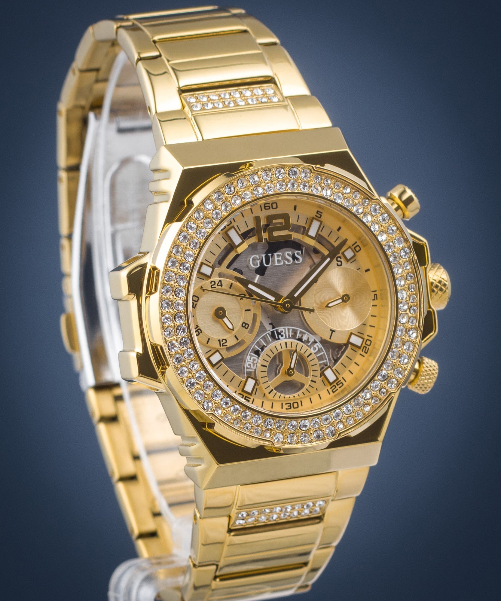  Shop Authentic Guess Fusion Chronograph Gold Dial Gold Steel Strap Watch for Women - GW0552L2 - Luxxuri