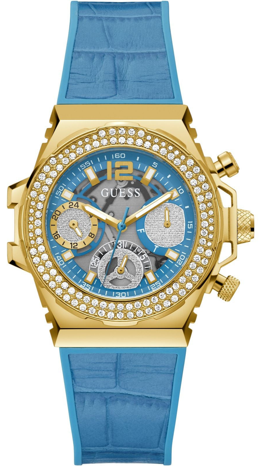  Shop Authentic Guess Fusion Chronograph Blue Dial Blue Leather Strap Watch For Women - GW0553L3 - Luxxuri